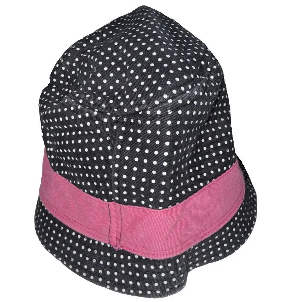 Hello Kitty Black Pink Y2K‎ Cat Cartoon Polka Dot Y2K Bucket Hat